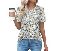 Chicrise T-shirt d'été pour femme - Manches courtes - Col rond - Plissé - Décontracté - Élégant - Couleur unie - Basique - Tricot ample, XXL