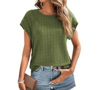 Chicrise T-shirt pour femme, débardeur d'été à manches à volants, haut basique sans manches, décontracté, pour loisirs, Vert armée., M