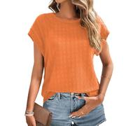 Chicrise T-shirt pour femme, débardeur d'été à manches à volants, haut basique sans manches, décontracté, pour loisirs, Orange, L