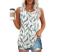 Chicrise Tank Top Femme Longue Basics Débardeur Imprimés Floral Tshirt Lâche Moderne Multicolore X Grand 46-48