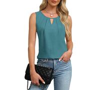 Chicrise Top Femme Casual Tank T-Shirt D'été sans Manches Haut Affaires Mode Vert X-Petit 30-32