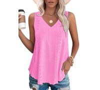Chicrise Tunique sans Manche été 2025 Débardeur Fleurs Grande Taille Caraco Mode Élégant Rose Moyen 38-40