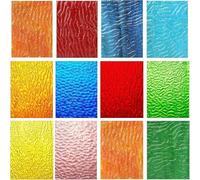 CHICSHIS 10 Feuilles de Verre Transparent pour Vitrail, Assortiment de Verre d'Art Texturé pour Artisanat de Mosaïque DIY, Feuilles de Verre pour Cathédrales de 10x15 cm pour Projets de Vitrail et