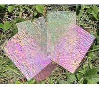 CHICSHIS Lot de 12 feuilles de verre teinté transparent iridescent, carreaux de verre texturés cathédrales 10x15 cm pour DIY, lots de mosaïque artistique assortie pour mosaïques, décoration de la