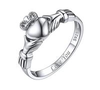 ChicSilver Bague Claddagh Prénom Personnalisé Femme Argent 925 Anneau Bague Petit Doigt 47 pour Fille