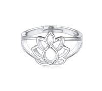 ChicSilver Bague Fleur de Lotus Argent - Bague Argent Femme Réglable - Bijoux Porte Bonheur pour Femme