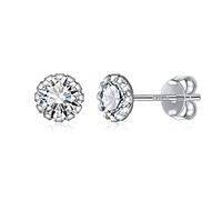 ChicSilver Boucles d'oreilles en Argent 925 Avec Pierre de Naissance Coloré Elégant Boucles d'Oreilles Clous et Puces Femme - Idée Cadeau Anniversaire,Noël,Saint Valentin Avril-diamant