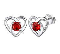 ChicSilver Boucles d'oreilles en argent 925 avec pierres de naissance 12 mois nœud celtique forme coeur avec boîte cadeau, Argent, Zircone cubique