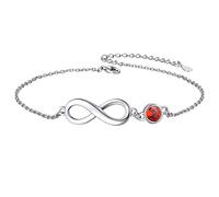 ChicSilver Bracelet de cheville 925 réglable avec pierre de naissance infini 12 mois pour l'été plage avec coffret cadeau, Taglia unica, Zirconium Argent sterling Argent Pierre