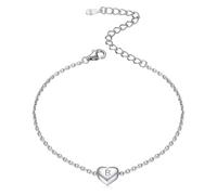 ChicSilver Bracelet Femme Argent-Gourmette Chaîne Fine avec Charm Coeur Gravé Initiale B-Bijoux Lettres pour Poignet Réglable-Cadeaux d'anniversaire Amie Maman Fille Sœur/Bijou Fête des Mères