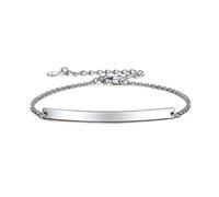 ChicSilver Bracelet Femme avec Barre en Argent 925 - Gourmette Femme Réglable 16+5 cm - Bijoux Bracelet Gourmette pour Femme Fille