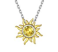 ChicSilver Collier Fantaisie avec Soleil pour Femme en Argent 925 Pendentif Pierre Topaze Jaune Brillante Idée Cadeau pour Fête des Mères