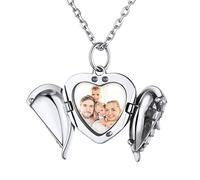 ChicSilver Collier Médaillon Coeur Argent 925 Médaillon Porte Photo Collier Pendentif Prénom Personnalisé pour Femmes Maman, Chaîne Fine 16+2” 40+5cm Cadeau Souvenir Maman Épouse