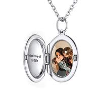 ChicSilver Collier Photo Gravé Pendentif Prénom Gravure Personnalisé en Argent 925 Massif Délicat Chaîne Fine 55+5cm Ajustable pour Femme Homme Cadeau Anniversaire Maman Fille
