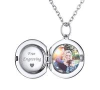 ChicSilver Collier Prenom Personnalisé pour Maman-Medaillon Photo Personnalisable en Argent 925-Pendentif avec Chaîne Fine Maille Ras de Cou Réglable 18+2”(45+5cm) Cadeau Anniversaire