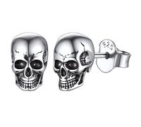 ChicSilver Petite Clou d'oreilles Crane Tête de Mort Femme Homme Argent Sterling 925 Boucles d'oreilles Puce Hypoallergénique Bijoux Cadeaux pour Enfant Fille