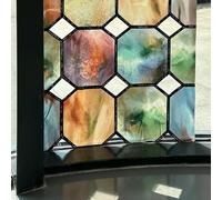 ChicSkin Film autocollant double face pour fenêtre vitrail vintage multicolore hexagone terrazzo décoratif pour porte de maison en verre