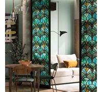 ChicSkin Film autocollant pour vitrail - 43 x 300 cm - Film décoratif vintage - Décoration de verre dessinée à la main - Coquille de pin