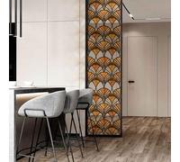 ChicSkin Film autocollant pour vitrail - 43 x 300 cm - Style vintage - Art déco - Décoration de verre dessinée à la main - Coquille de pin bohème