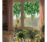 ChicSkin Original Feuilles de Verre Effet Vitrail Originales à Dessin Main, Film Fenêtre Double Face Transparent avec Feuilles Vertes pour Salon, Porte en Verre, Autocollant Feuilles Émeraude 43,00 cm