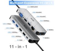 ChicSlick-11 En 1 Station D'Accueil Trois Moniteurs,Dock Usb C Vers Double Hdmi,100W Pd,Usb-A 3.0,Hub Usb C Stations D'Accueil Pour Ordinateur Portable,Afficheur Pour Dell, , Lenovo, Asus, M[X209]