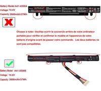 ChicSlick-2600Mah Neuf A41-X550E A41X550E A4I-X550E X55L89H Batterie Compatible Avec Asus X550E R752 R752L R751J R751L R751Ln X750J X751L X751M F751L F751Ma F751M F751S F751Lj F751N F751Y K7[X2535]