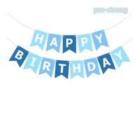 Chicslick-Bannière « Happy Birthday » Bleue - Grande Guirlande À Suspendre - Décoration De Fête D'anniversaire Pour Garçons Et Hommes - Décoration De Fête Prénatale[X972]