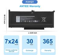 ChicSlick-F3Ygt Laptop Batterie Compatible Avec Dell Latitude 12 7000 7280 7290 Latitude 7380 7390 7480 7490 E7480 E7280 Notebook 0F3Ygt Dm3Wc Dm6Wc 0Dm3Wc 2X39G Kg7Vf V4940 451-Bbye 7.6V 60[X2101]