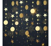 Chicslick-Guirlande De Petites Étoiles Dorées En Papier Réfléchissant Pour Décoration De Noël, D'anniversaire, De Mariage, De Maison, 12 M[X604]