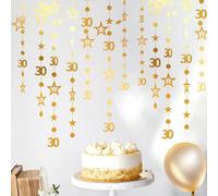 Chicslick-Lot De 4 Guirlandes Dorées Pour 30e Anniversaire De 3 M - Bannière D'anniversaire À Pois Scintillants - Décorations À Suspendre Pour Homme Et Femme[X1132]