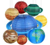 Chicslick-Lot De 8 Lanternes En Papier Planètes - Système Solaire - 25 Cm - Lanternes En Papier - Pour Enfants - À Suspendre - Multicolore - Pour Thème Spatial, Fête D'anniversaire (B)[X913]