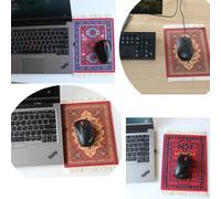 ChicSlick-Mini Tapis De Souris - Motif Oriental Créatif En Tissu Textile Avec Pompons En Coton - Tapis De Souris Accessoires D'Ordinateur Sous-Verre 28 X 18 Cm A08#Rouge[X1529]