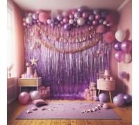Chicslick-Rideau À Franges En Aluminium Brillant Pour Cabine Photo, Fête D'anniversaire, Fête Prénatale, Mariage, Enterrement De Vie De Jeune Fille, Décoration De Noël (1 X 2 M, Violet)[X666]