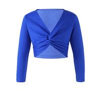 CHICTRY Boléro Enfant Fille Haut de Danse Classique Cache-Coeur de Ballet Blouson Manches Longues Gilet Cardigan Veste Manteau de Fête Cérémonie Mariage 2-12 Ans Bleu Royal 9-10 Ans