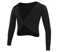 CHICTRY Boléro Enfant Fille Haut de Danse Classique Cache-Coeur de Ballet Blouson Manches Longues Gilet Cardigan Veste Manteau de Fête Cérémonie Mariage 2-12 Ans A Noir 13-14 Ans