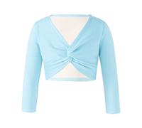 CHICTRY Boléro Enfant Fille Haut de Danse Classique Cache-Coeur de Ballet Blouson Manches Longues Gilet Cardigan Veste Manteau de Fête Cérémonie Mariage 2-12 Ans Bleu Clair 9-10 Ans