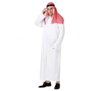 CHICTRY Costume Arabe Adulte Robe Longue à Manches Longues et Foulard Tenue de Prince Oriental pour Soirée Fête Carnaval Pois M
