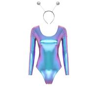 CHICTRY Costume Astronaute Femme FuturisteBody Alien Métallique Manches Longues et Serre-Tête Combinaison Disco Carnaval Fête Coloré S