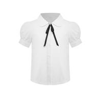 CHICTRY Enfant Filles Chemisiers Blanche Blouse T-Shirts à Manches Courtes Haut Top Été Uniforme Scolaire Chemises en Coton 6-16 Ans Type A 5-6 Ans