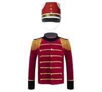 CHICTRY Enfant Garçon Déguisement de Soldat Révolution Française Napoléon Carnaval Halloween Fête Costume Monsieur Loyal avec Chapeau Garde Royale Uniforme Cosplay 3-16 Ans A Rouge 7-8 ans