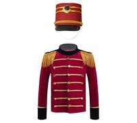 CHICTRY Enfant Garçon Déguisement de Soldat Révolution Française Napoléon Carnaval Halloween Fête Costume Monsieur Loyal avec Chapeau Garde Royale Uniforme Cosplay 3-16 Ans B Rouge 3-4 ans