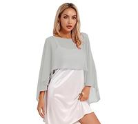 CHICTRY Femme Cape en Mousseline Boléro de Soirée Cérémonie Cardigan Chic et Elégant Châle de Baptême Echarpe Etole de Mariage Cocktail Foulard Haut Top de Plage Gris Taille Unique