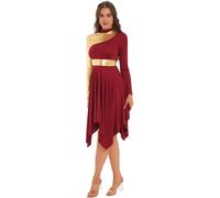 CHICTRY Femme Ensemble Danse 2 Pièces Robe Liturgique Costume Danse Prière Louange Robe de Chœur Culte Manches Longues Choir Gown #S-XXL Bourgogne L