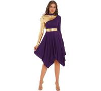 CHICTRY Femme Ensemble Danse 2 Pièces Robe Liturgique Costume Danse Prière Louange Robe de Chœur Culte Manches Longues Choir Gown #S-XXL Violet XL