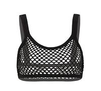 CHICTRY Femme Haut Court Sexy en Résille Transparent Crop Top Été Plage Débardeur de Bal Club à Bretelles Spaghetti T-Shirt Ajouré Camisole Cache-Maillot Bikini S-XL Noir B 3XL