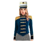 CHICTRY Femme Uniforme Fanfare Majorette de Tambour Carnaval Costume Cirque Ringmaster pour Halloween Noël Fête Cosplay A Bleu Foncé L