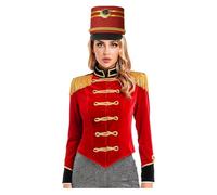 CHICTRY Femme Uniforme Fanfare Majorette de Tambour Carnaval Costume Cirque Ringmaster pour Halloween Noël Fête Cosplay A Rouge L