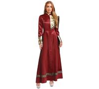 CHICTRY Femmes église clergé Robes ministre prêtre prédicateur Robe métallique brillant une épaule drapé Maxi Robe pour Halloween fête à thème S-3XL Bourgogne L