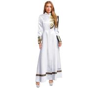 CHICTRY Femmes église clergé Robes ministre prêtre prédicateur Robe métallique brillant une épaule drapé Maxi Robe pour Halloween fête à thème S-3XL Blanc XL