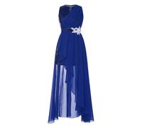 CHICTRY Fille Bal Concours Princesse pour Enfants Robe sans Manches Scintillante pour Enfants Robes d'anniversaire Robe Chiffon Fleurie Fête Bleu Marine 11-12 Ans